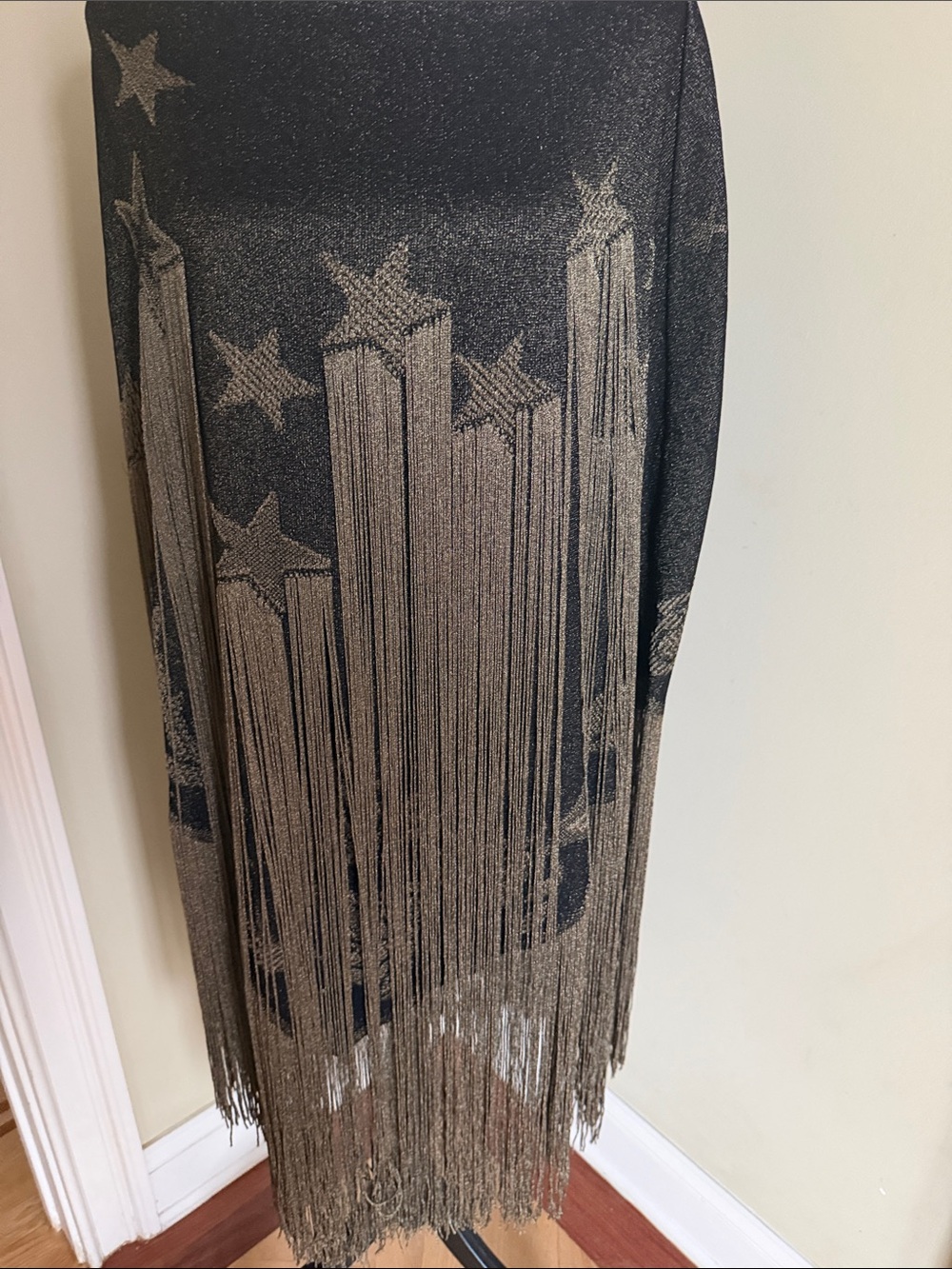 Roberto Cavalli Brown Shawl/Cape with Gold Fringe